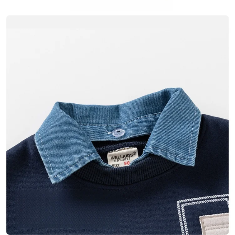 CoolJunior – Warm & Stijlvol – Jongens Trui met Denim Kraag