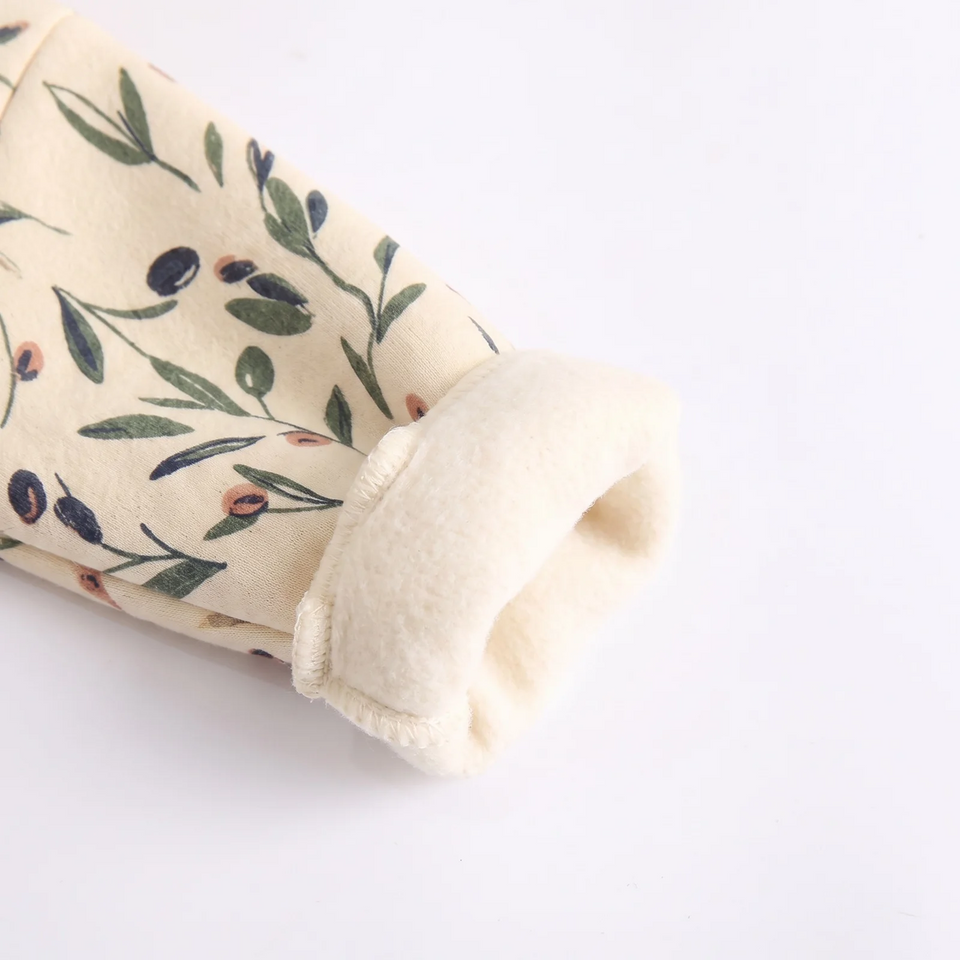 FloraCozy – Zacht & Warm – Baby Meisjes Winterromper met Bloemen