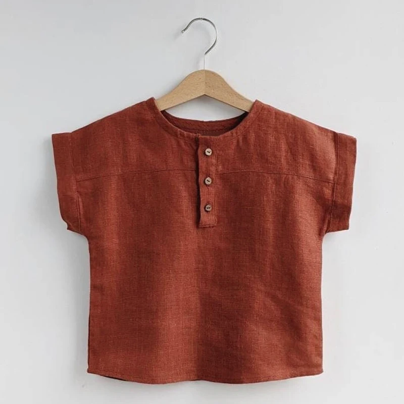 LittleClassic – Elegant & Comfortabel – Jongens Linnen Shirt met Knoopdetail