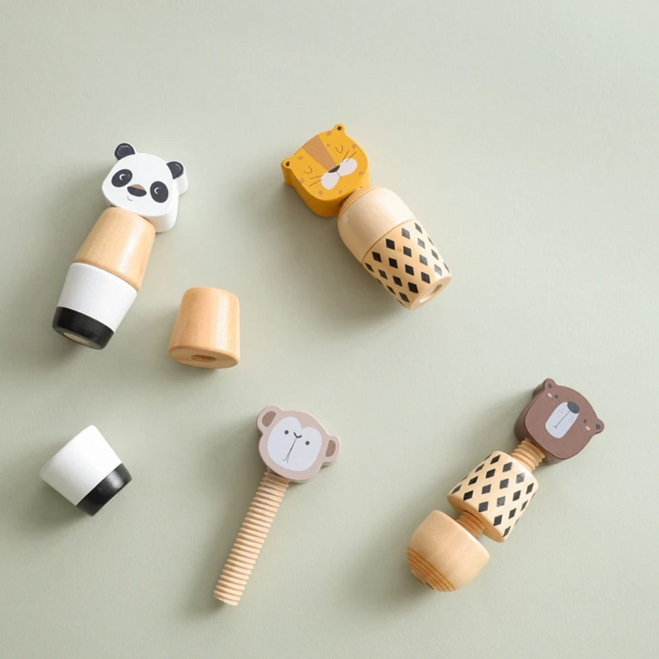 WoodyFriends – Motoriek & Plezier – Houten Dier Stapelspeelgoed