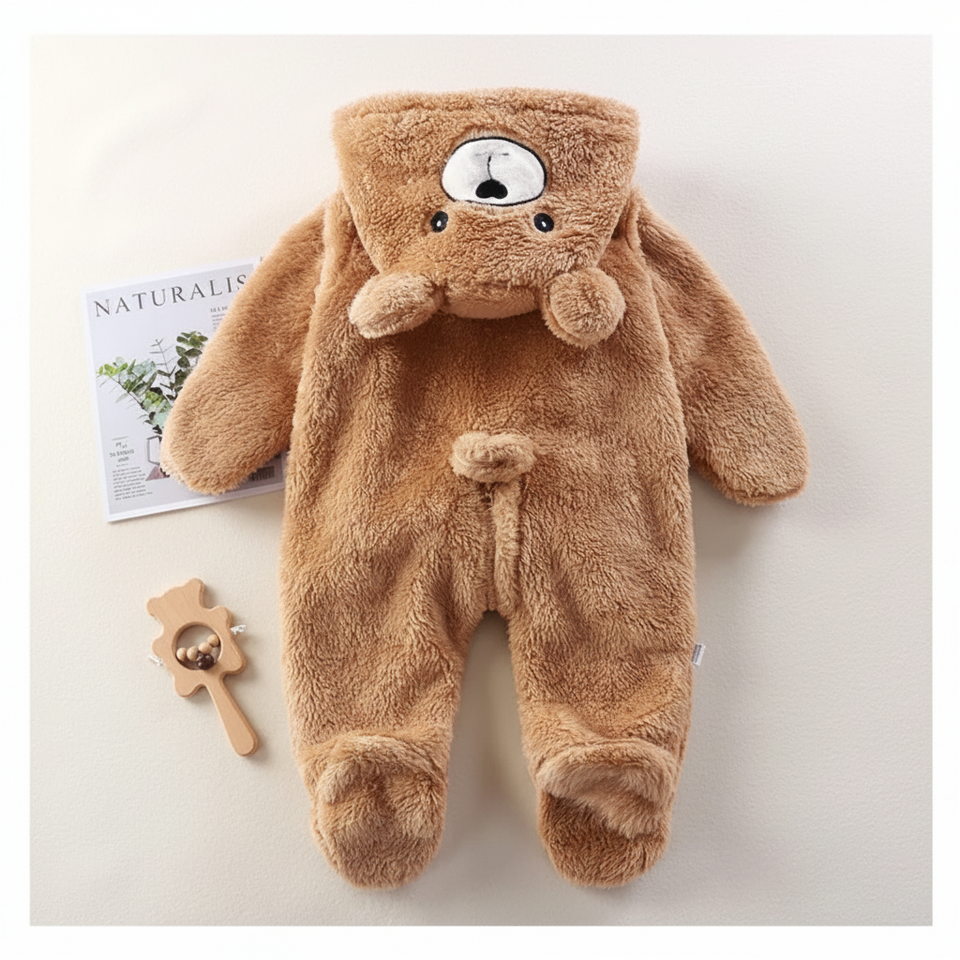 CozyBear – Zacht & Warm – Baby Onesie met Dieren Capuchon