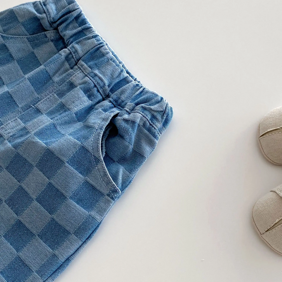 DenimCheck – Comfortabel & Trendy – Kinder Broek met Blokjespatroon