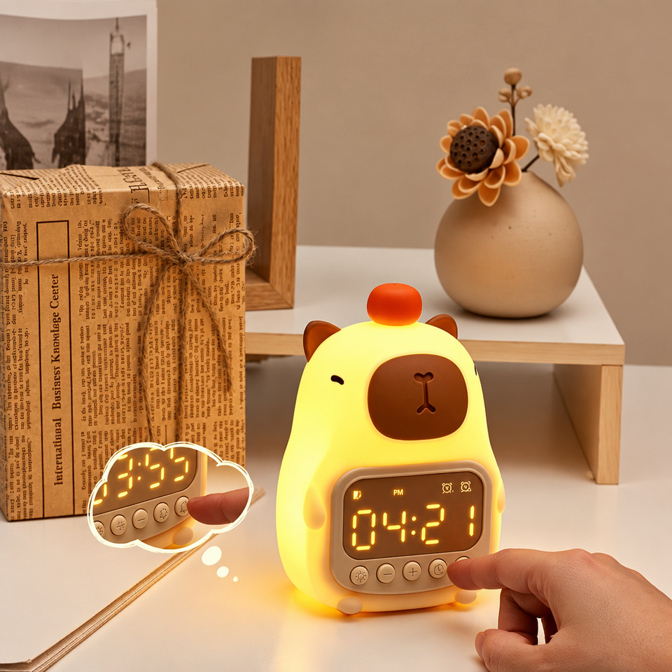 CappyClock – Schattig & Multifunctioneel – Digitale Kinderwekker met Nachtlampje