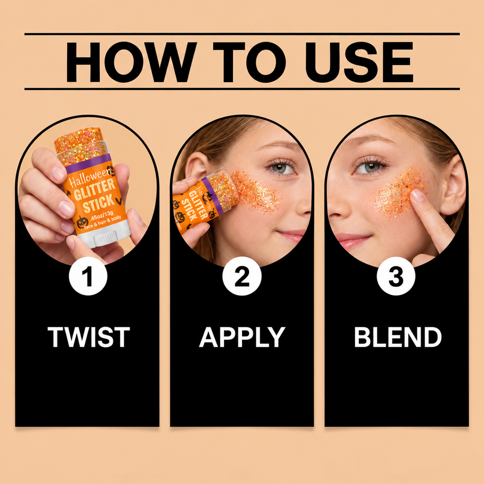 GlitterPop – Sprankelend & Feestelijk – Halloween Glitter Stick voor Gezicht, Haar en Lichaam