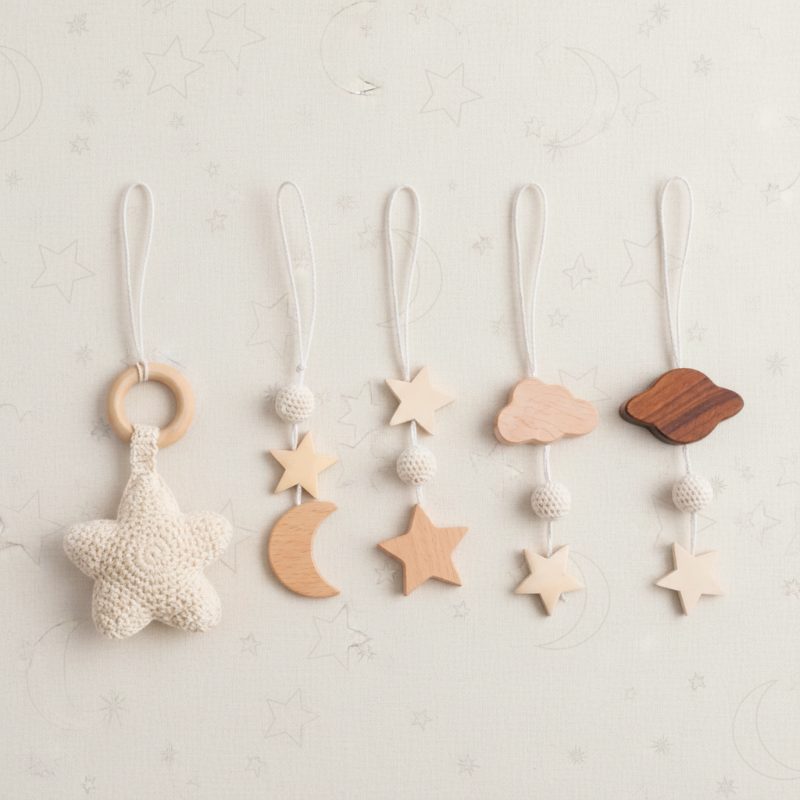 Wooden Baby Rattle Toy – Sensorisch & Veilig – Baby Gym