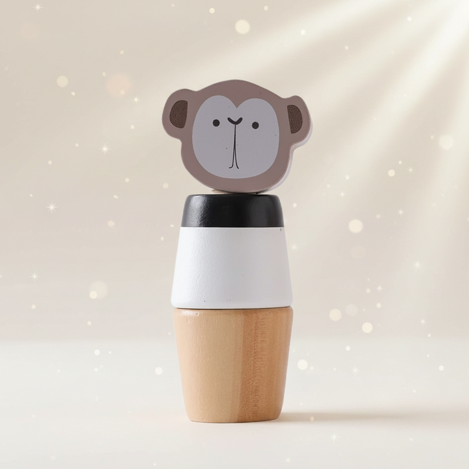 WoodyFriends – Motoriek & Plezier – Houten Dier Stapelspeelgoed