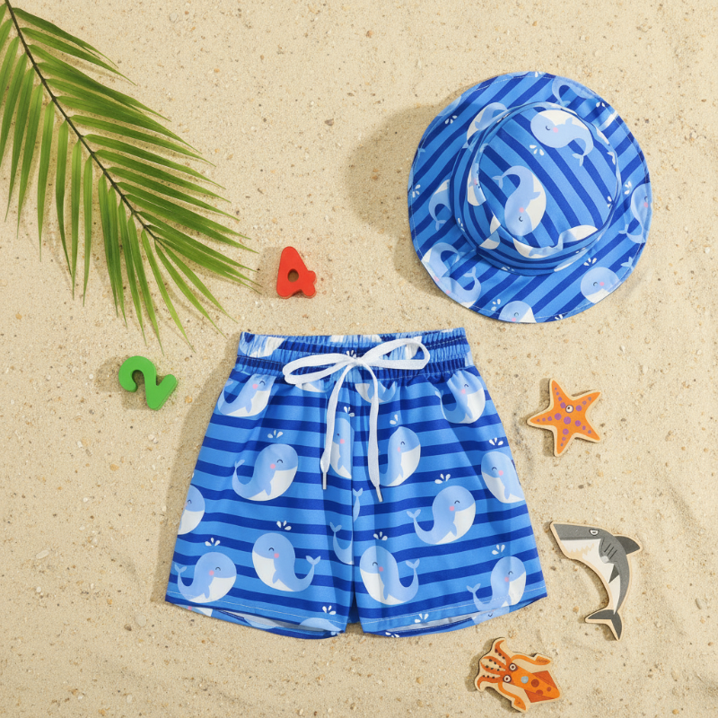 Beach Set – Kleurrijk & stijlvol – Zwembroek met print & Hoed