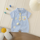 KiddoStyle – Schattig & Zacht – Kinder Jumpsuit met Stropdas en Patch