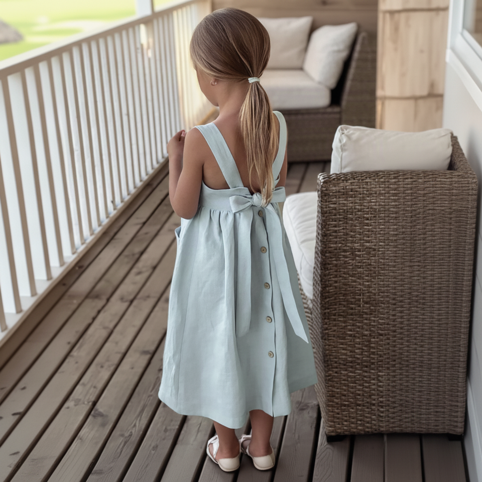 BloomGrace – Schattig & Comfortabel – Kinder Jurk met Strik & Verstelbare Schouderbanden