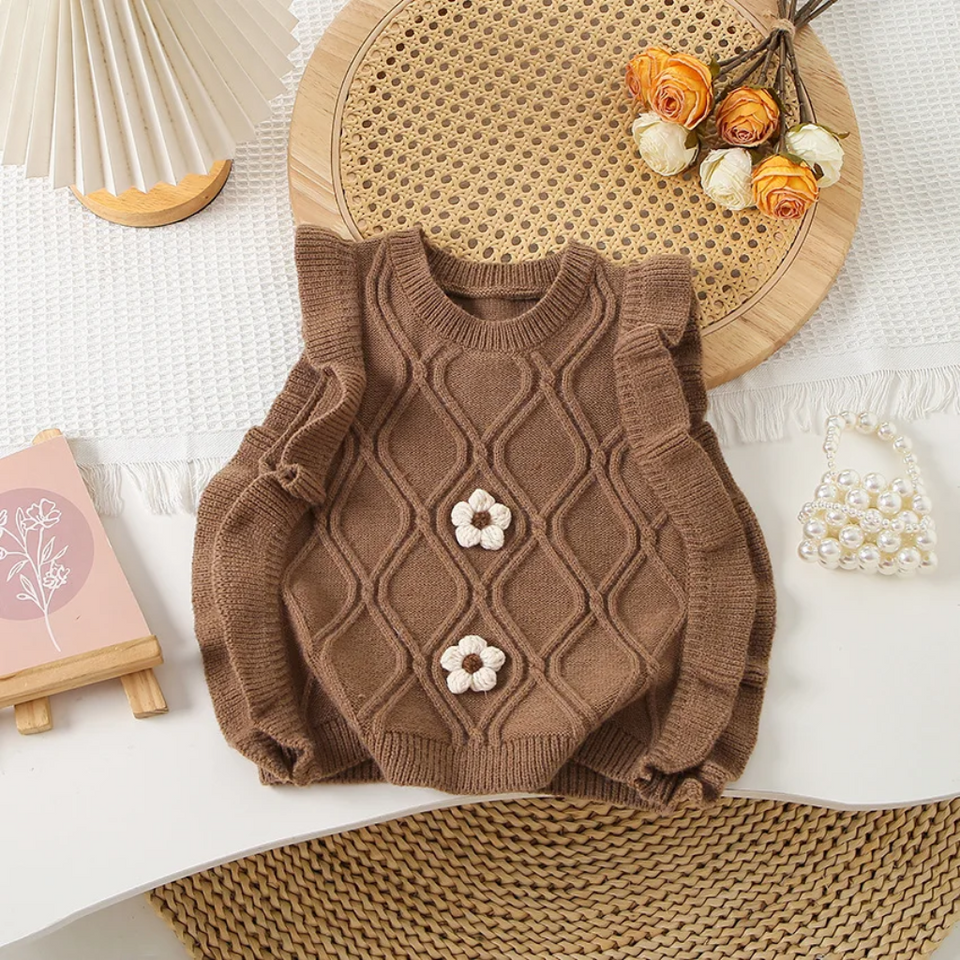 LittlePetal – Lief & Comfortabel – Mouwloos Meisjes Vestje met Bloemen