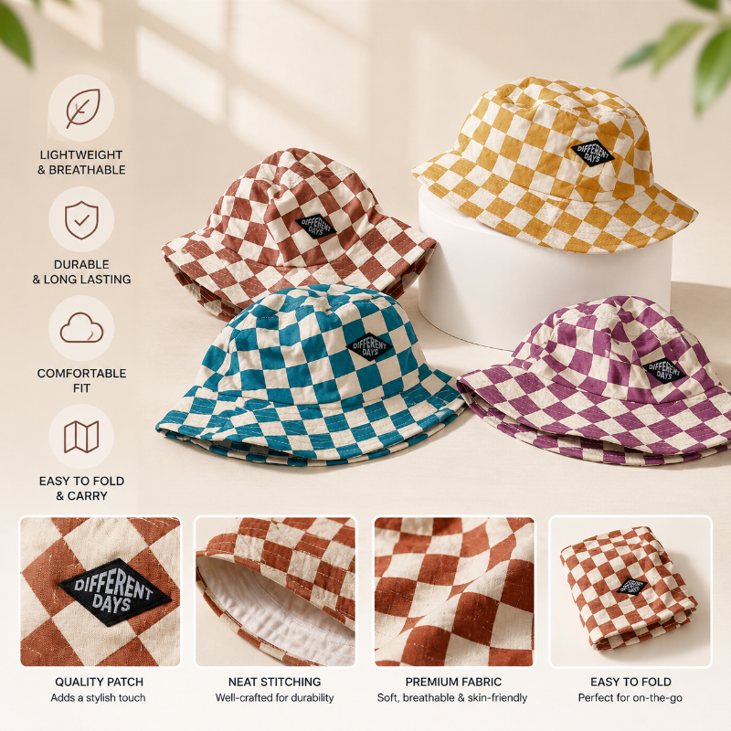 Bucket Hat – Schattig & Beschermend – Kinder Hoed Geruit