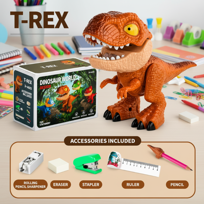 Dinosaur Stationery Toy – Creatief & Leerzaam – 5-in-1 Bureau Set