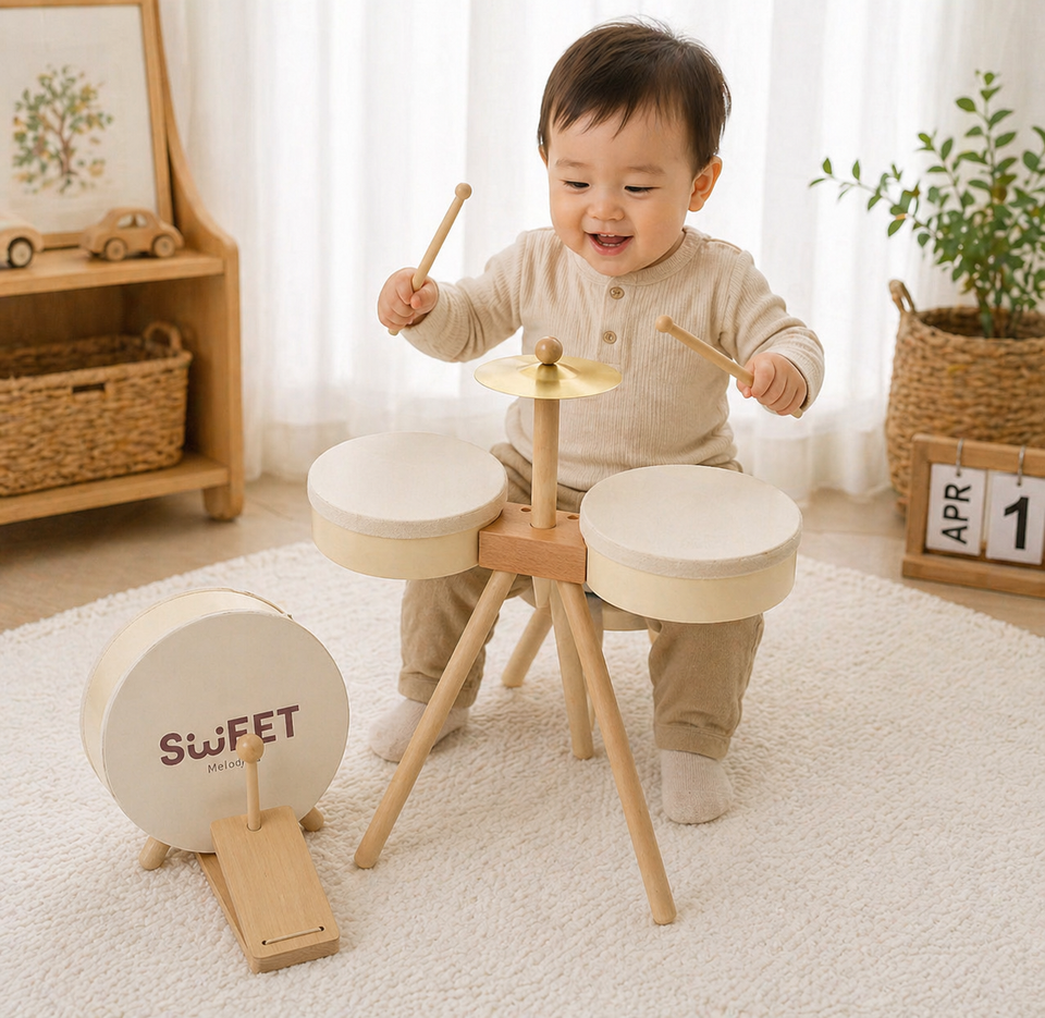 Kids Wooden Drum Toy – Muziek & Creatief – Drum Speelset