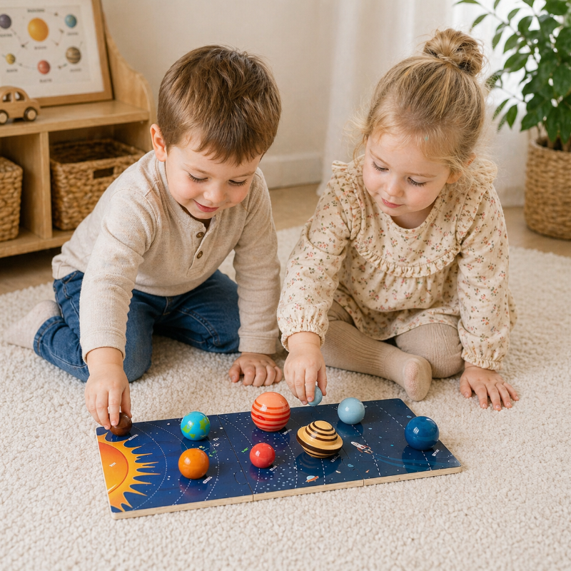 Wooden Solar System – Leerzaam & Ontdekkend – Planeten Speelset