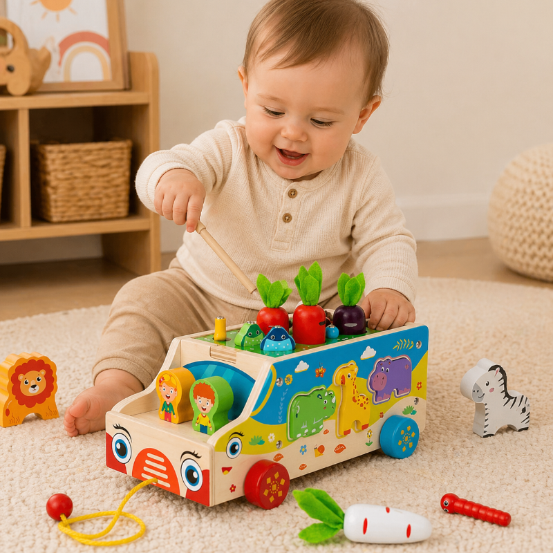 Montessori Animal Matching Toy – Leerzaam & Interactief – Puzzel Speelwagen