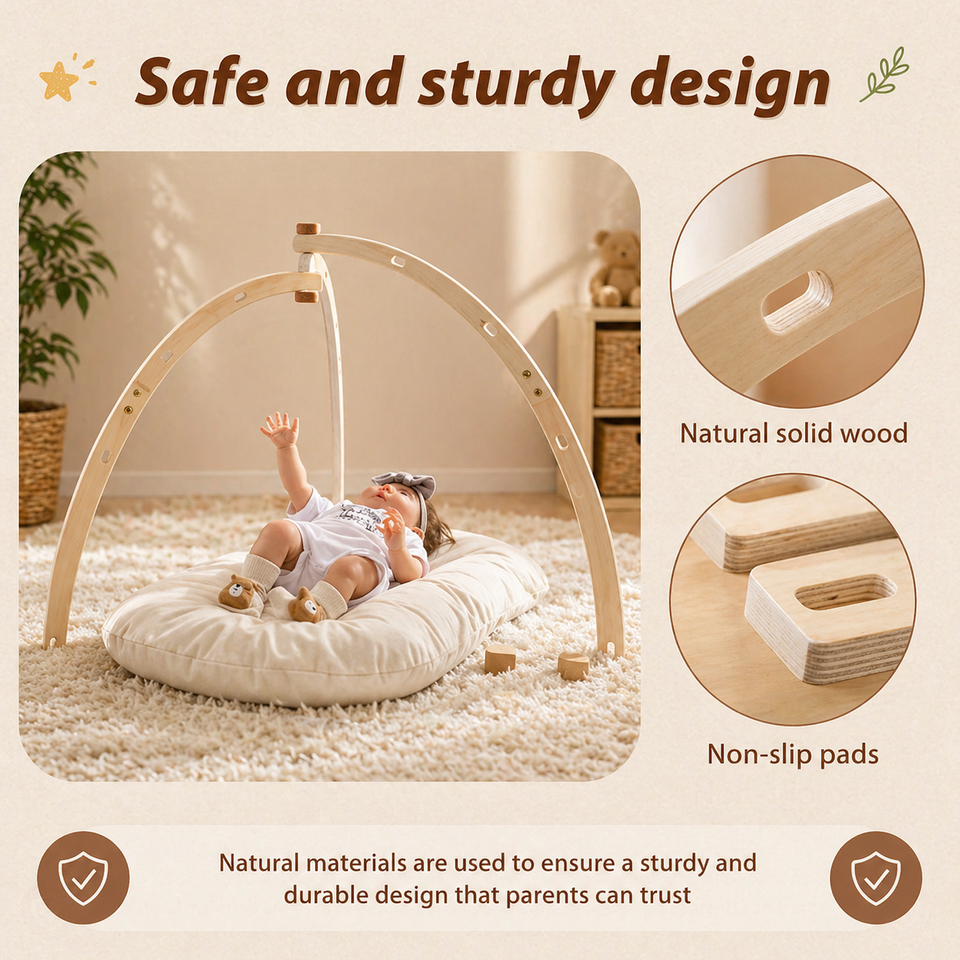 Wooden Baby Rattle Toy – Sensorisch & Veilig – Baby Gym