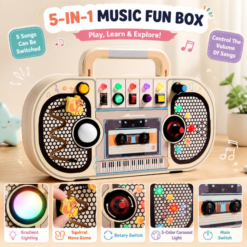 Wooden Busy Board – Motoriek & Interactief – Activiteiten Muziek Bord
