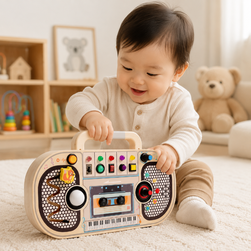 Wooden Busy Board – Motoriek & Interactief – Activiteiten Muziek Bord