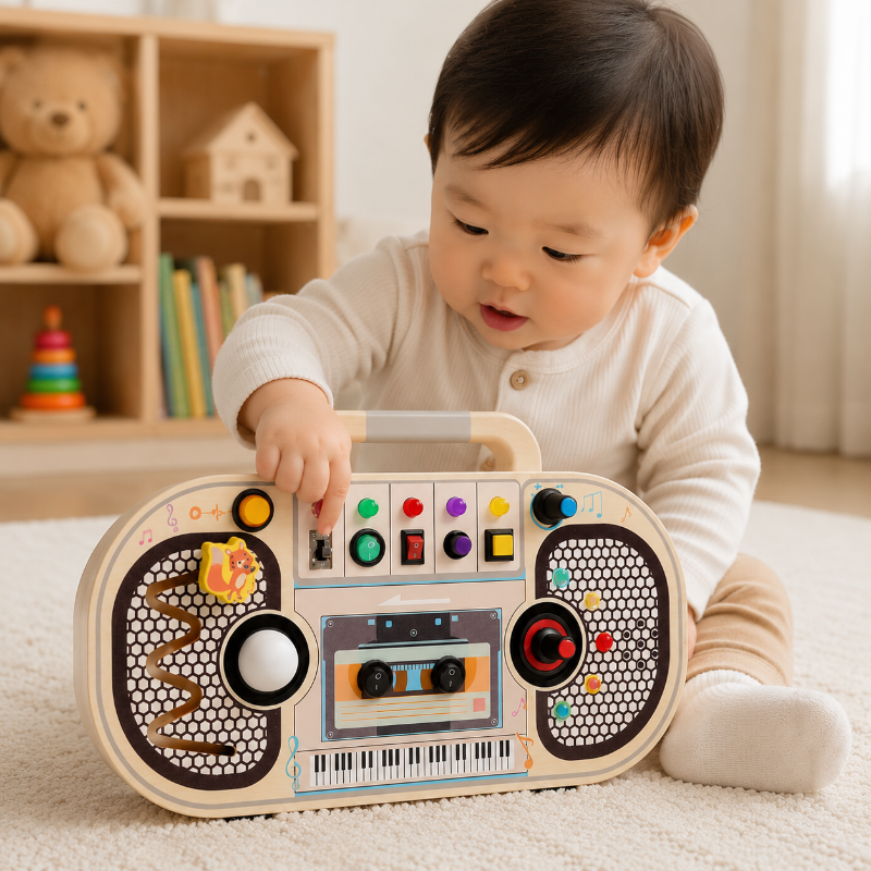 Wooden Busy Board – Motoriek & Interactief – Activiteiten Muziek Bord