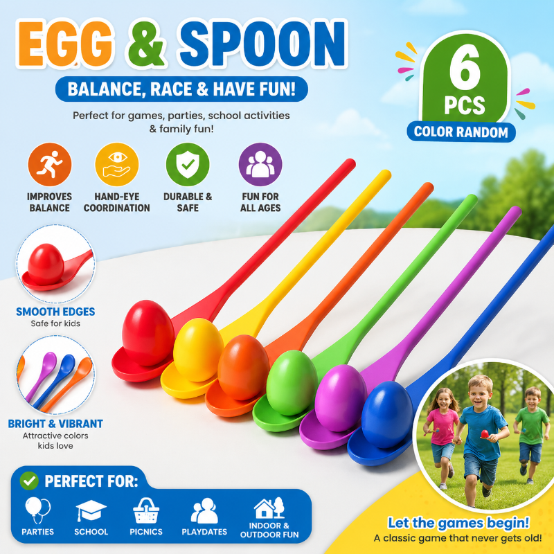 Wooden Egg Spoon Game – Motoriek & Leren – Eierrace Balans Spel