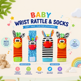 Wrist Rattle and Socks – Motoriek & Speels – Baby Rammelaars (Set van 4)