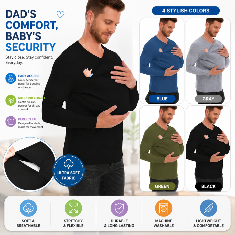 Kangaroo Pocket Shirt – Comfort & Handig – T-shirt Babydrager voor mannen