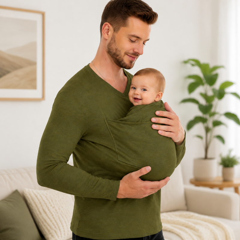 Kangaroo Pocket Shirt – Comfort & Handig – T-shirt Babydrager voor mannen