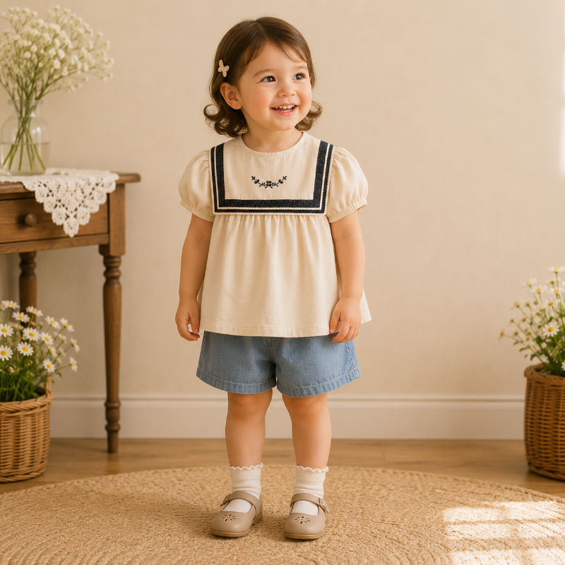 Girls Summer Fashion Top – Luchtig & Comfort – Vintage Meisjes Top