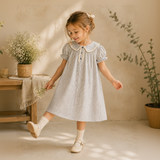 Check Dress – Zacht & ademend – Klassieke Kraag met pofmouwen