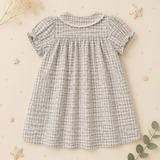 Check Dress – Zacht & ademend – Klassieke Kraag met pofmouwen