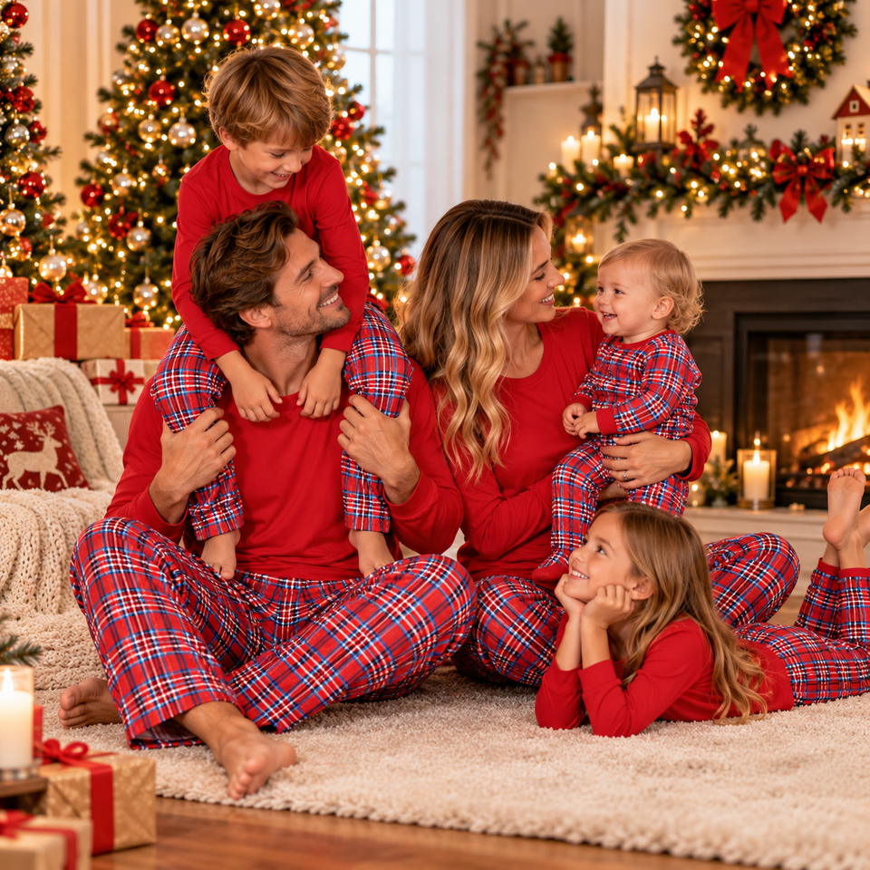 HolidayMatch – Warm & Comfortabel – Familie Kerstpyjama met Ruitjesprint