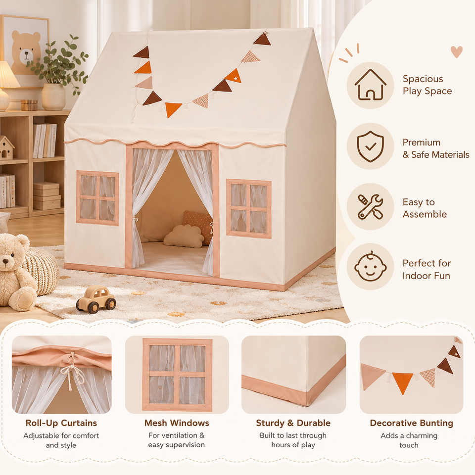 TinyHome – Gezellig & Speels – Kinder Speeltent met Raampjes
