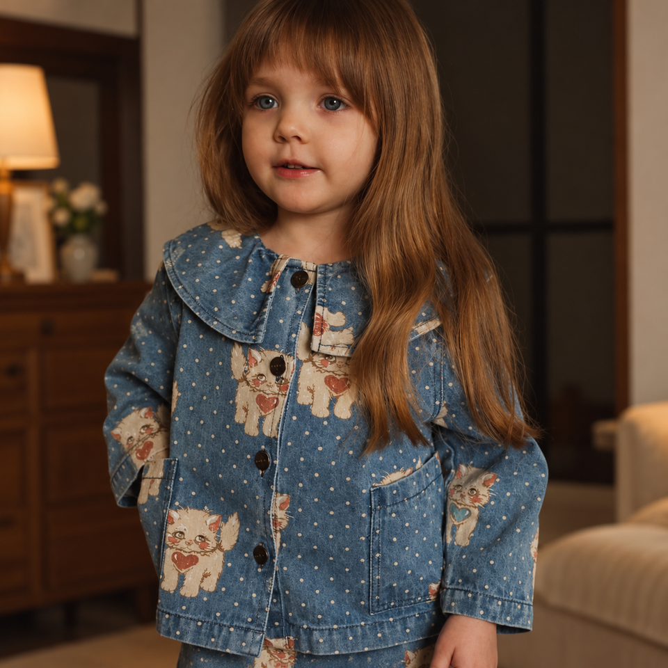 DenimBloom – Schattig & Trendy – Kinder Spijkerjasje met Peter Pan Kraag