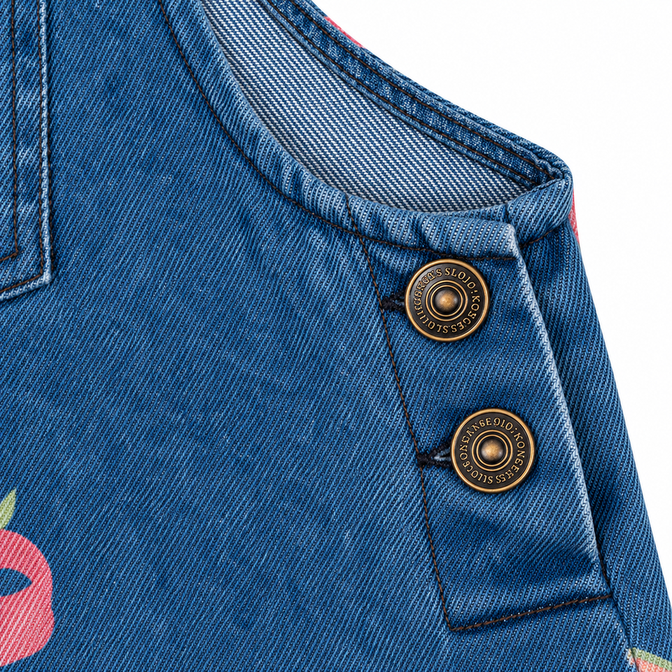 DenimCharm – Vrolijk & Comfortabel – Kinder Tuinbroek met Speelse Print