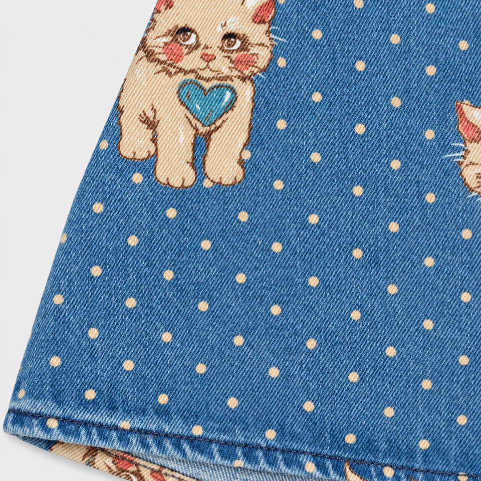 DenimCutie – Vrolijk & Comfortabel – Meisjesrokje van Denim met Print