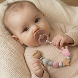 Baby Pacifier Holder – Met Naam – Gepersonaliseerde Houten & Siliconen Kralen