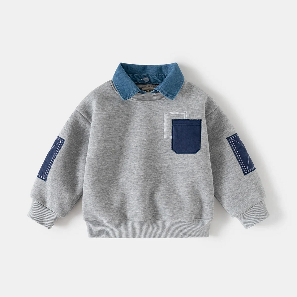 CoolJunior – Warm & Stijlvol – Jongens Trui met Denim Kraag