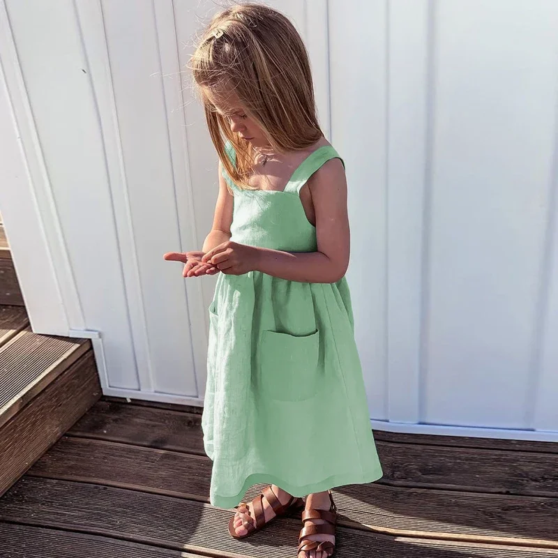BloomGrace – Schattig & Comfortabel – Kinder Jurk met Strik & Verstelbare Schouderbanden