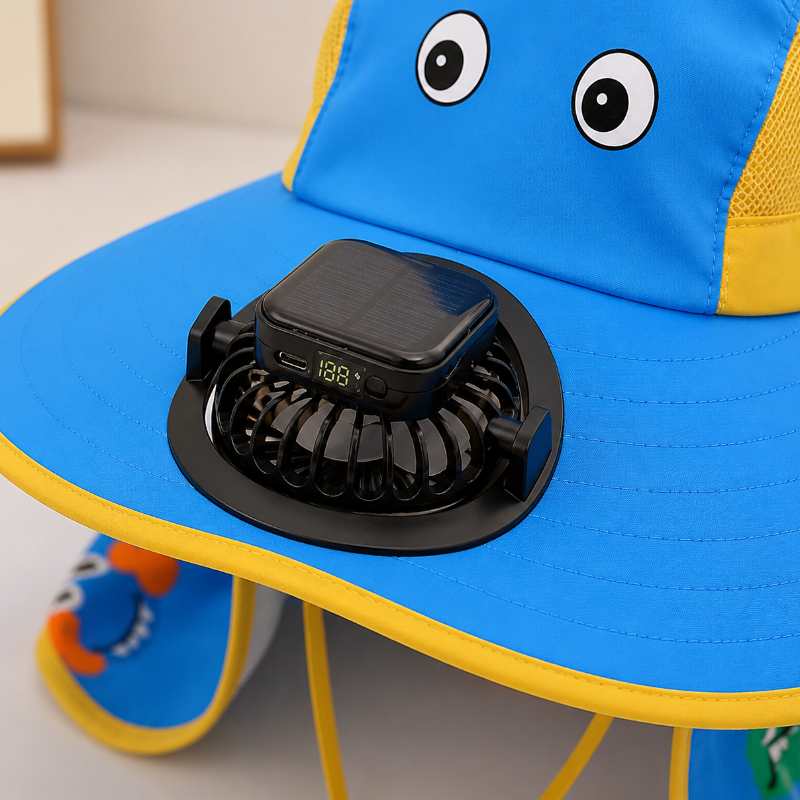 HappyShade – Zonbescherming & Koeling – Kinder Zomer Hoed met Ventilator