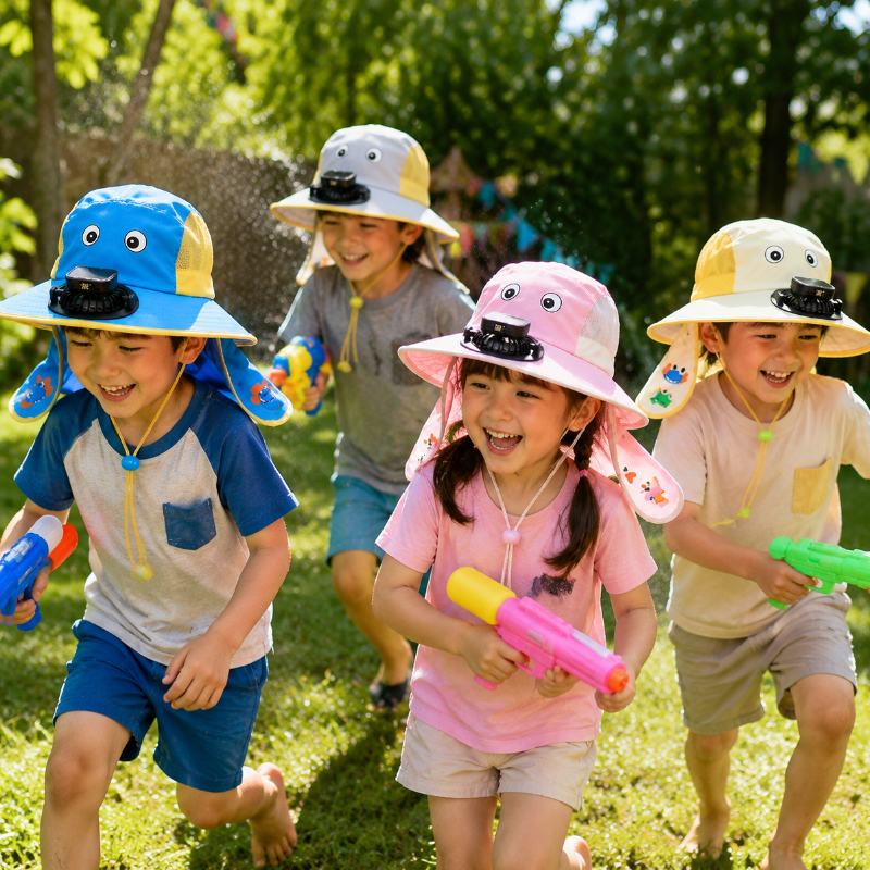 HappyShade – Zonbescherming & Koeling – Kinder Zomer Hoed met Ventilator