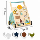 WoodenSteps – Natuurlijk & Educatief – Houten Baby Loopwagen met Speelpanelen