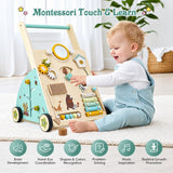 WoodenSteps – Natuurlijk & Educatief – Houten Baby Loopwagen met Speelpanelen