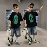 CoolBoys – Stoer & Comfortabel – Jongens Outfit met Shirt en Spijkerbroek Short