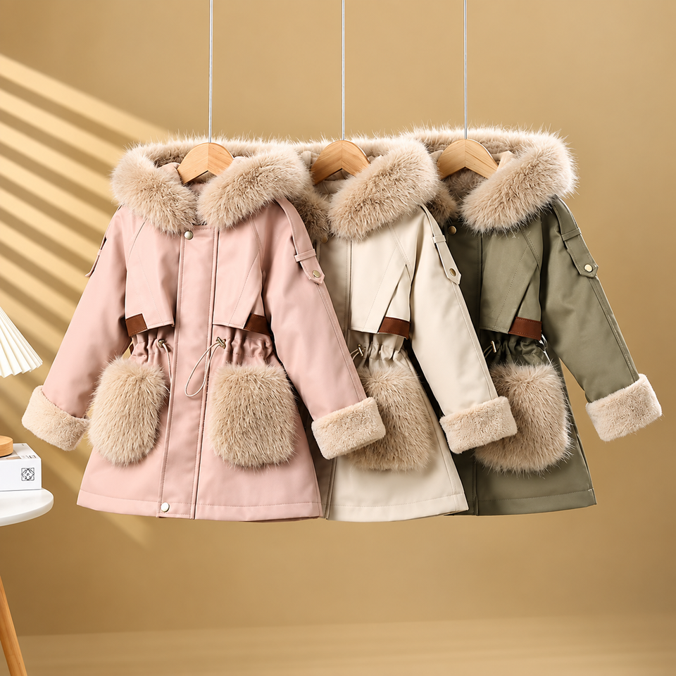 CozyParka – Warm & Zacht – Meisjes Winterjas met Pluche Kraag