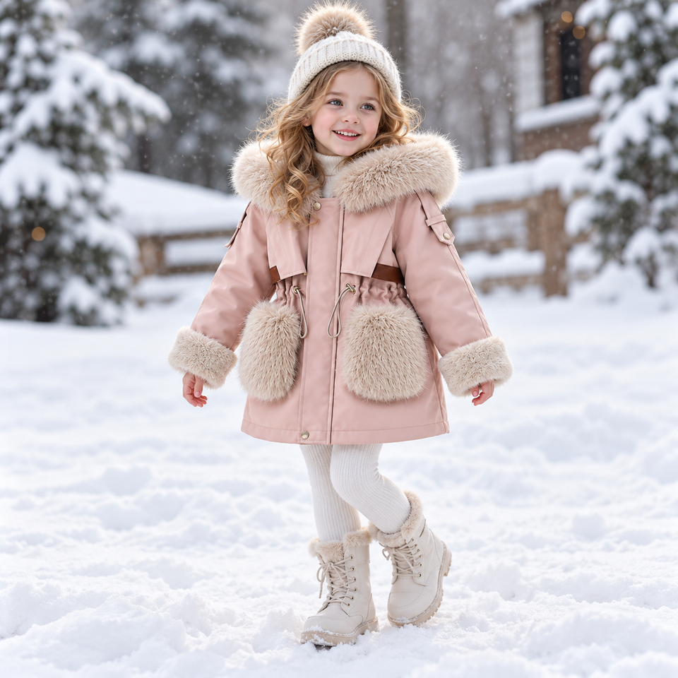 CozyParka – Warm & Zacht – Meisjes Winterjas met Pluche Kraag