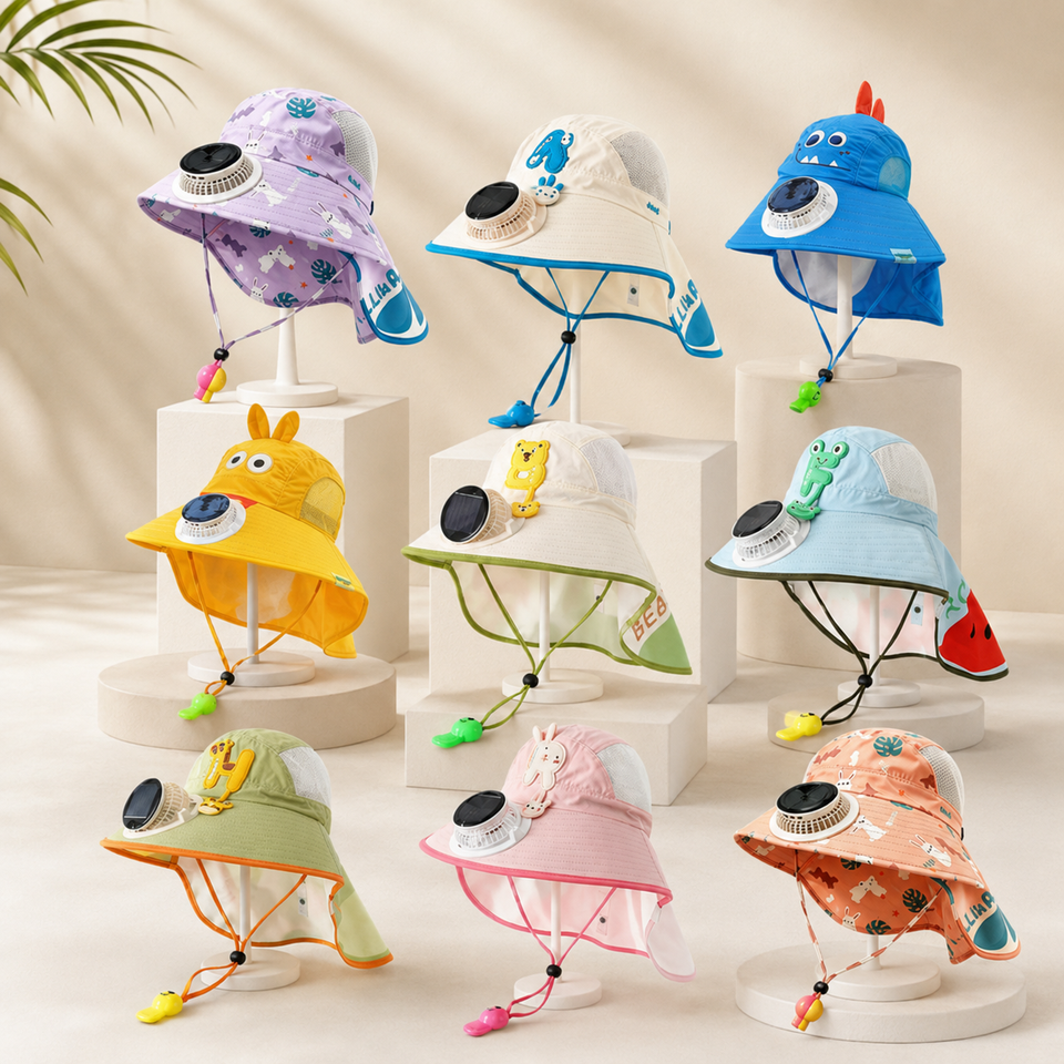 HappyShade – Zonbescherming & Koeling – Kinder Zomer Hoed met Ventilator