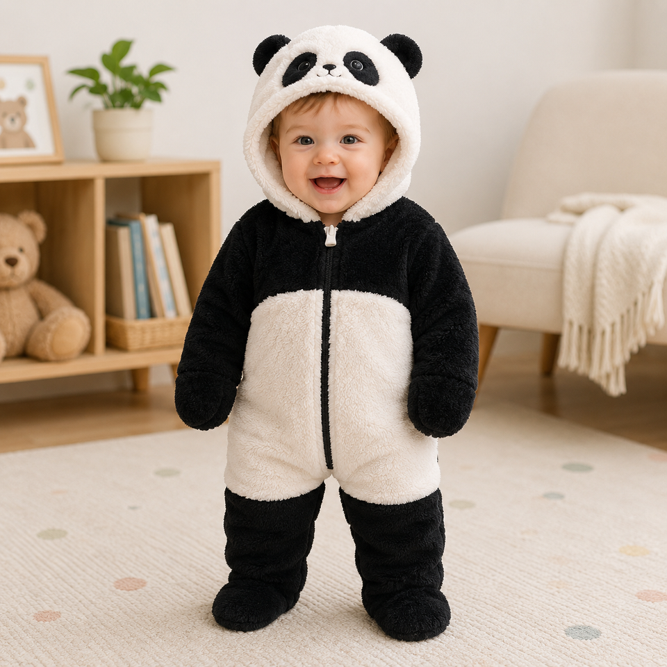 CozyBear – Zacht & Warm – Baby Onesie met Dieren Capuchon