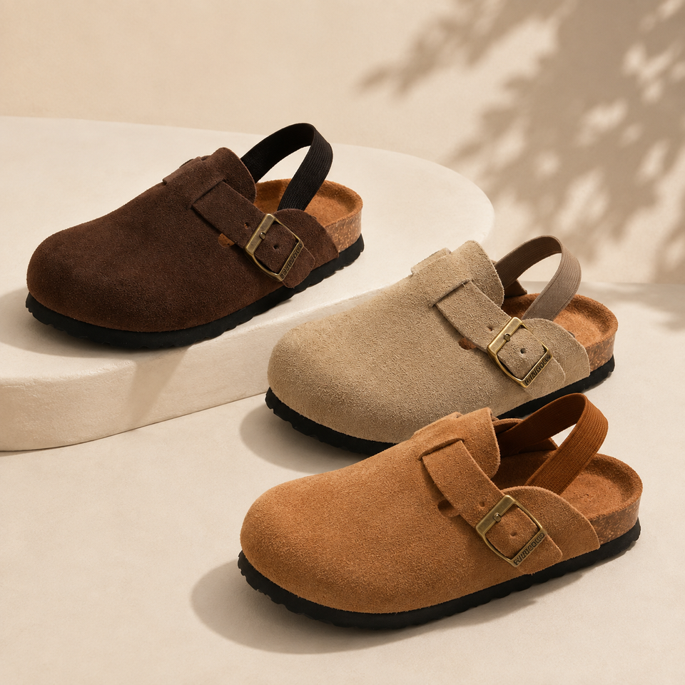 LittleWalk – Comfortabel & Trendy – Suède Clogs Sandalen