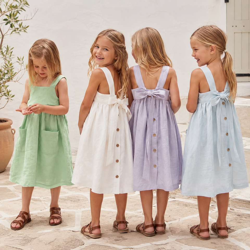 BloomGrace – Schattig & Comfortabel – Kinder Jurk met Strik & Verstelbare Schouderbanden