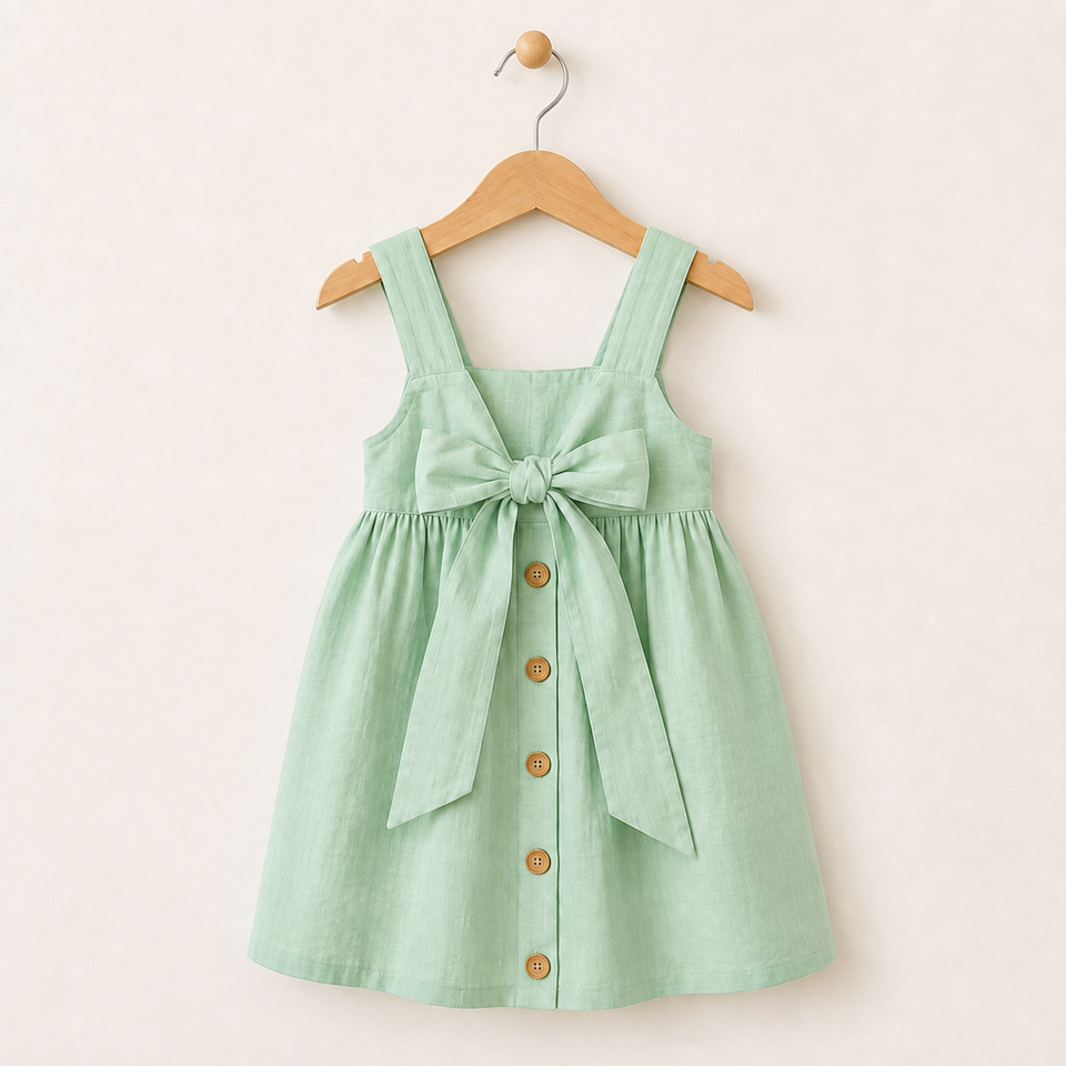 BloomGrace – Schattig & Comfortabel – Kinder Jurk met Strik & Verstelbare Schouderbanden